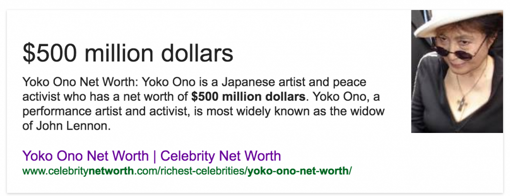 Yoko Ono Net worth